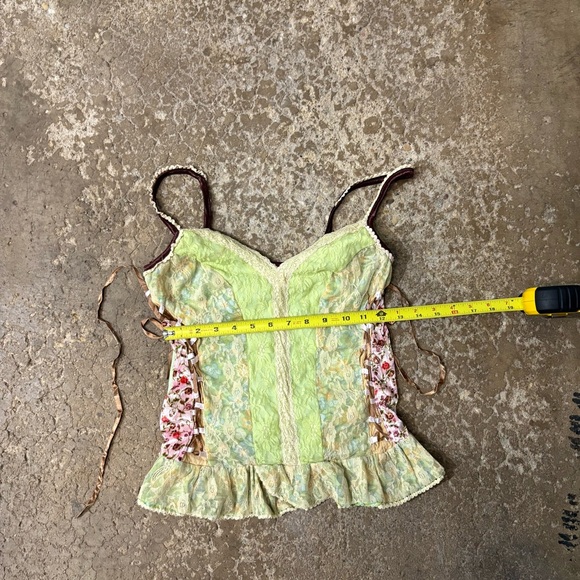 VTG Pretty Angel Lace Ribbon Corset Top Silk Blend Princess Steampunk Y2K M - Picture 6 of 6